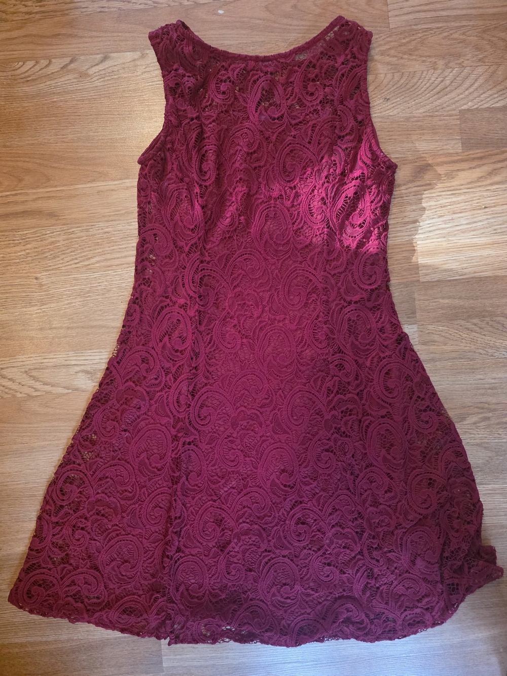 Liz Claiborne Burgundy Lace Fit & Flare Mini Dress